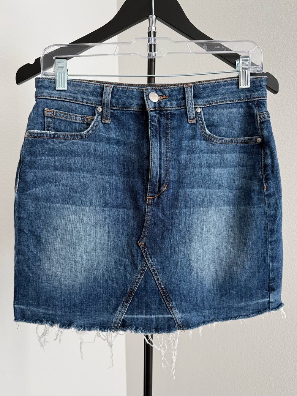 Joe's Jeans Blue Denim Mini Skirt with Frayed Hem